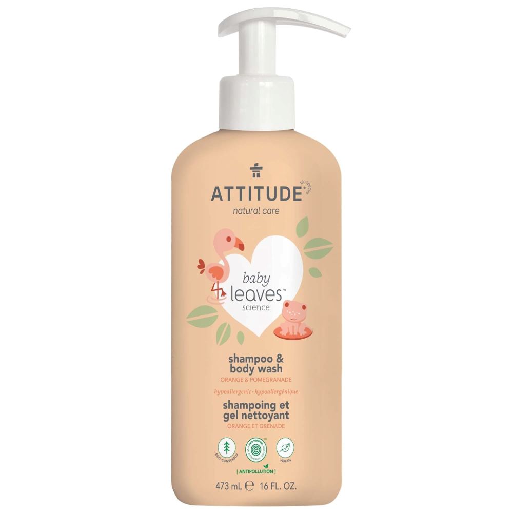 Shampoo y Gel de Baño Natural Baby Leaves Orange Pomegranate 473ml