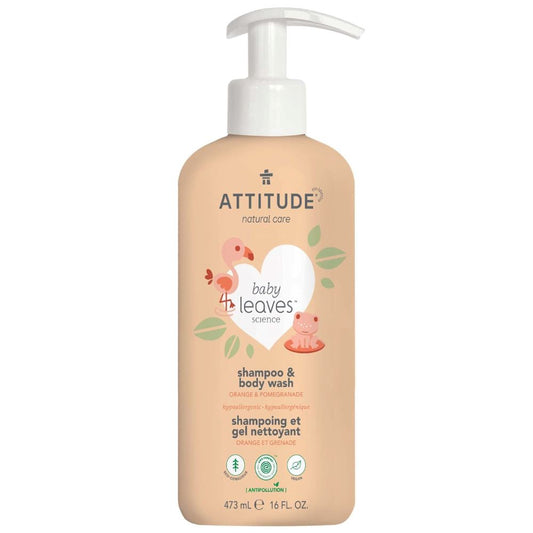 Shampoo y Gel de Baño Natural Baby Leaves Orange Pomegranate 473ml